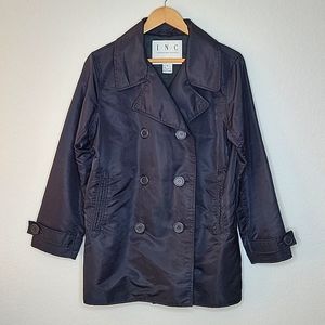 INC International Concepts Black Rain Jacket Long Sleeve Buttons size S